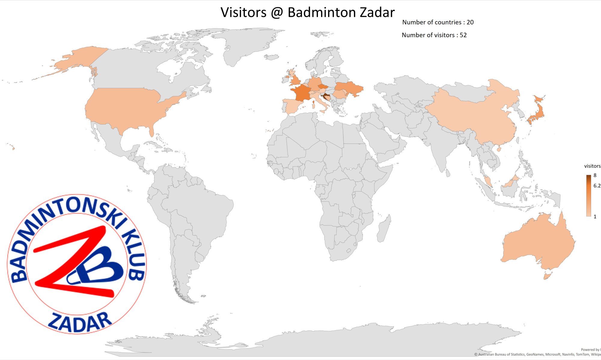 Posjetitelj u badmintonski klub zadar do lipanje 2024